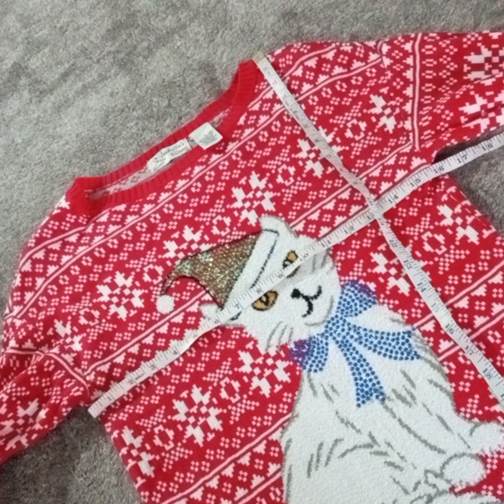 Isabella's Closet Santa cat rhinestone Fair Isle ugly Christmas sweater - Picture 6 of 8